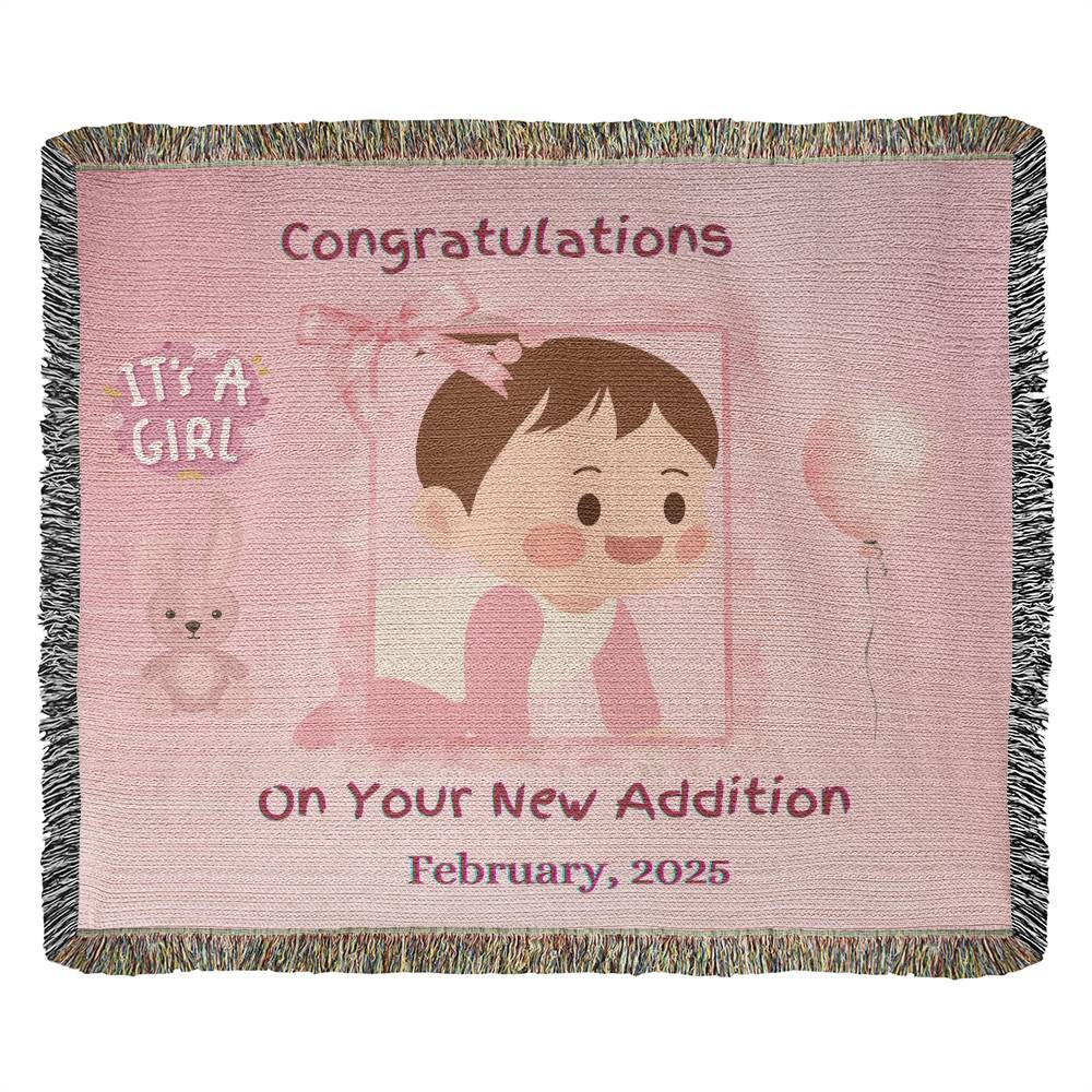 Congratulations on Your New Edition (Girl )Heirloom Woven Blanket