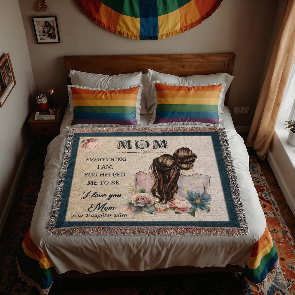 Personalized  60"x 50" Heirloom Woven Blanket for Mom from Daughter