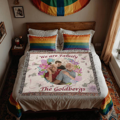 Personalized Photo "We Are Family" Heirloom Woven  Blanket