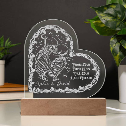 Personalized Engraved Heart-Shaped Plaque - From Our First Kiss to Our Last Breath