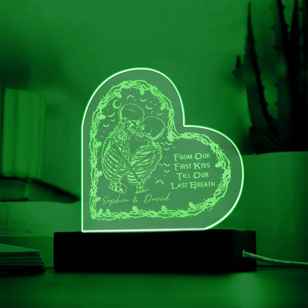 Personalized Engraved Heart-Shaped Plaque - From Our First Kiss to Our Last Breath