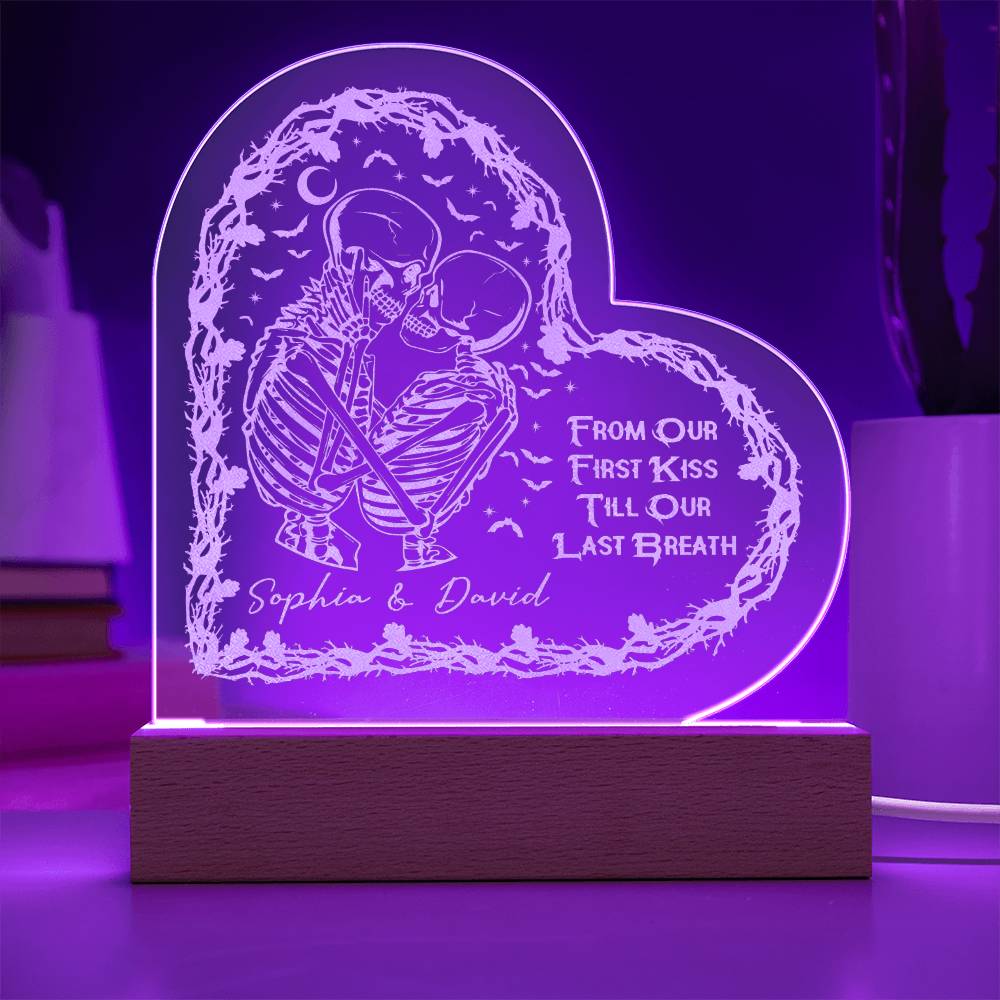 Personalized Engraved Heart-Shaped Plaque - From Our First Kiss to Our Last Breath