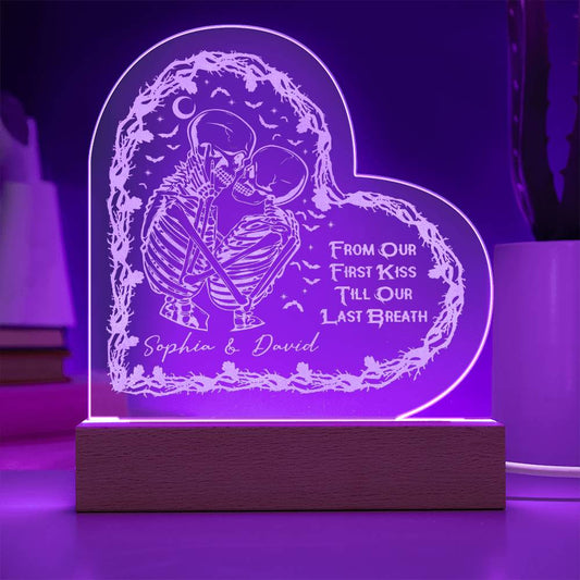 Personalized Engraved Heart-Shaped Plaque - From Our First Kiss to Our Last Breath