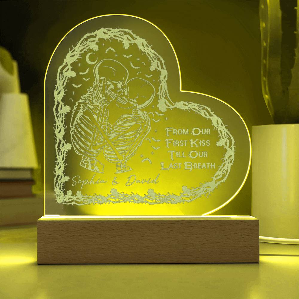 Personalized Engraved Heart-Shaped Plaque - From Our First Kiss to Our Last Breath