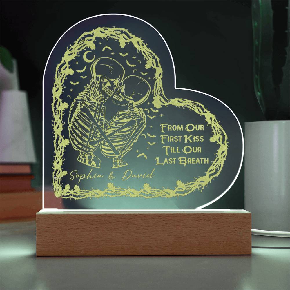 Personalized Engraved Heart-Shaped Plaque - From Our First Kiss to Our Last Breath