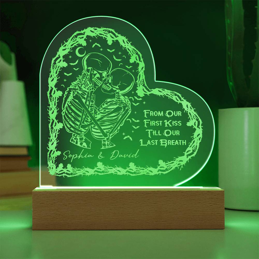 Personalized Engraved Heart-Shaped Plaque - From Our First Kiss to Our Last Breath