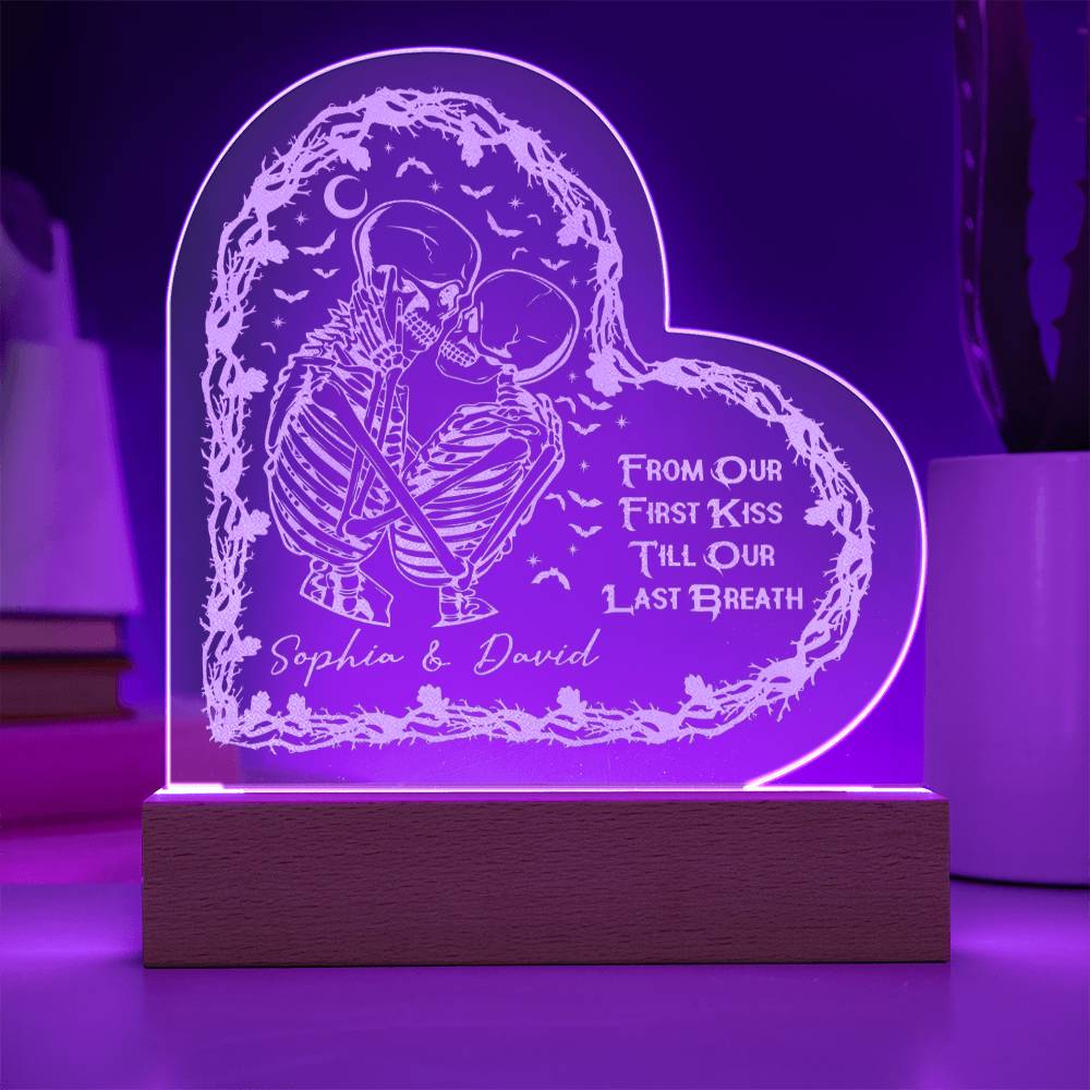 Personalized Engraved Heart-Shaped Plaque - From Our First Kiss to Our Last Breath