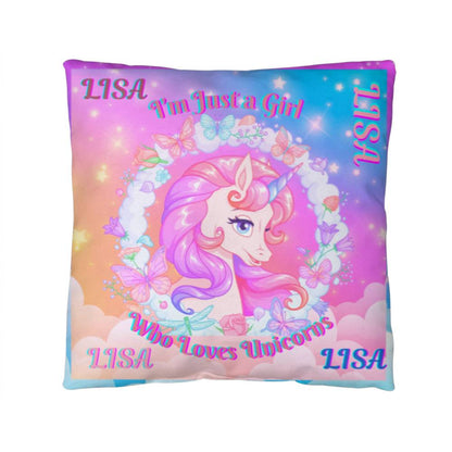 Personalized "I'm Just a Girl Who Loves Unicorns"  Custom Designed Pillow