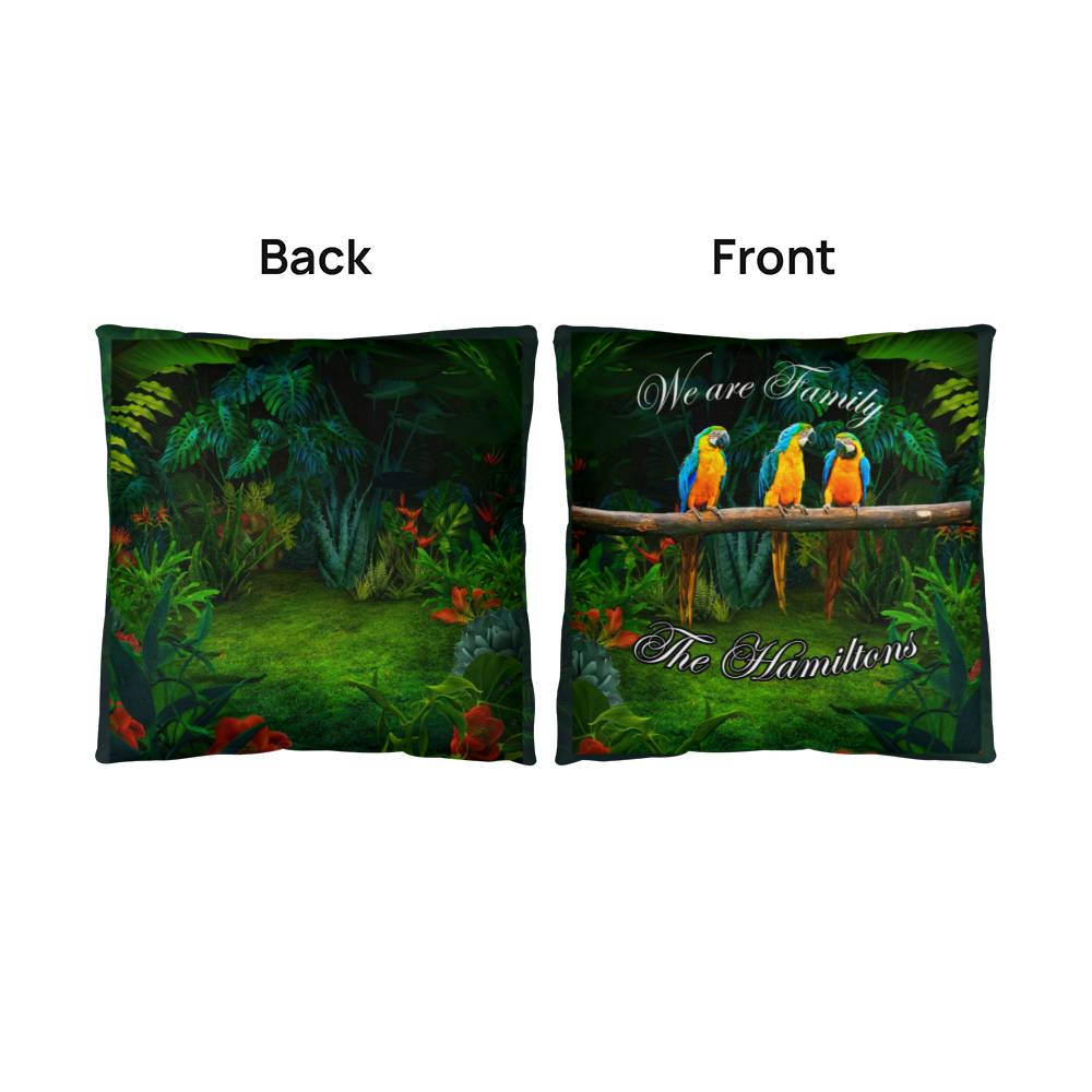 Personalized Tropical Setting "We are Family" Decorative Pillow