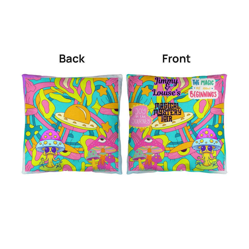 Personalized Psychedelic "Magical Mystery Tour" Pillow for Couples