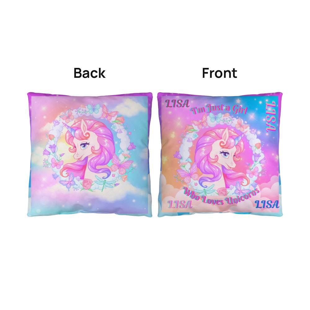 Personalized "I'm Just a Girl Who Loves Unicorns"  Custom Designed Pillow