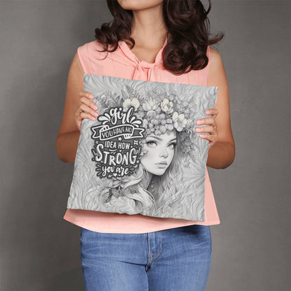 Inspirational Pillow Exemplifying Strength for Her