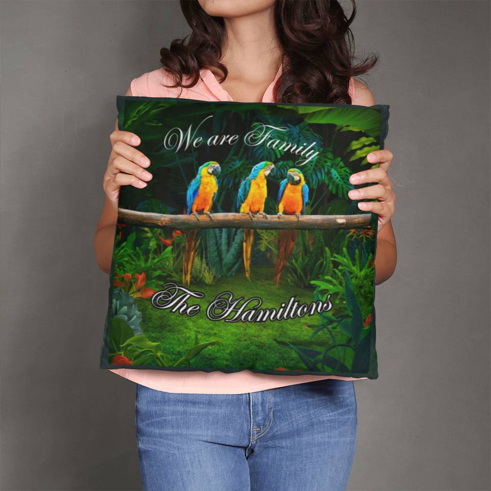 Personalized Tropical Setting "We are Family" Decorative Pillow