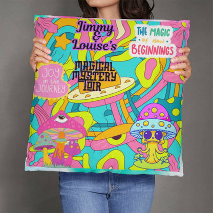 Personalized Psychedelic "Magical Mystery Tour" Pillow for Couples