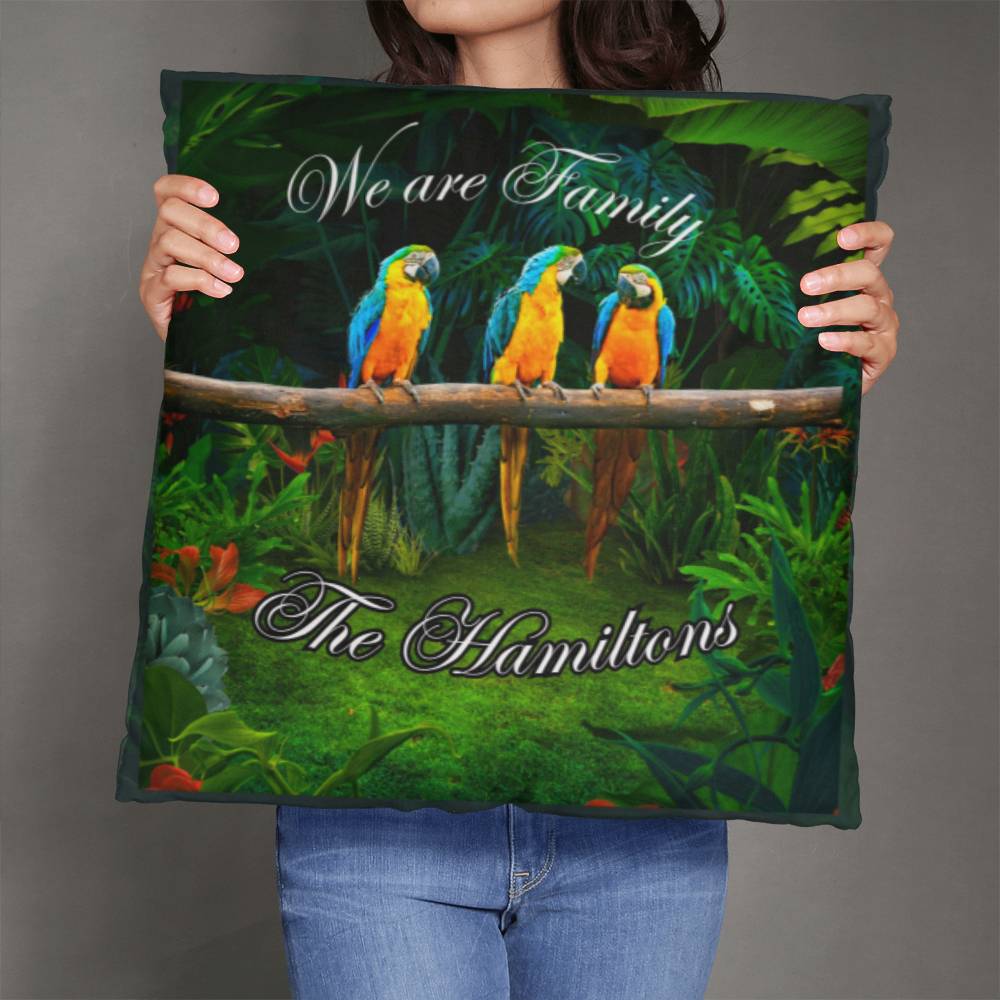 Personalized Tropical Setting "We are Family" Decorative Pillow