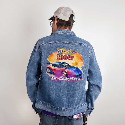 Personalized "Rider On the Streets of Dreams" Men's Denim Jean Jacket