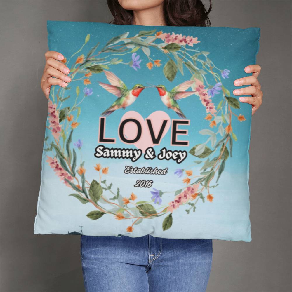 Personalized "Lovebirds" Custom designed Pillow