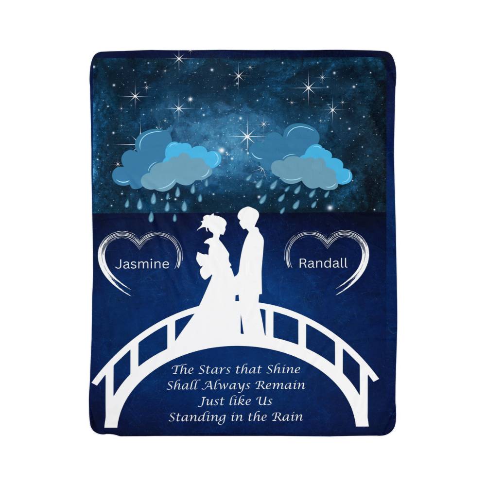 Personalized  Sherpa Fleece Blanket Depicting Love and Togetherness.