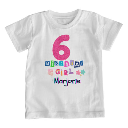 Personalized Birthday Girl -Glitter Custom Age Youth T-Shirt