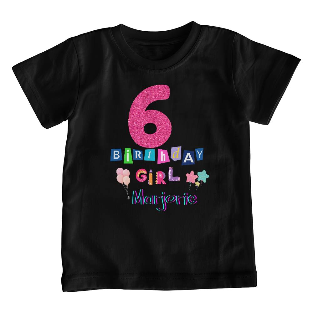 Personalized Birthday Girl -Glitter Custom Age Youth T-Shirt