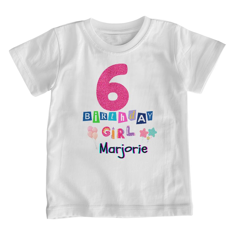 Personalized Birthday Girl -Glitter Custom Age Youth T-Shirt