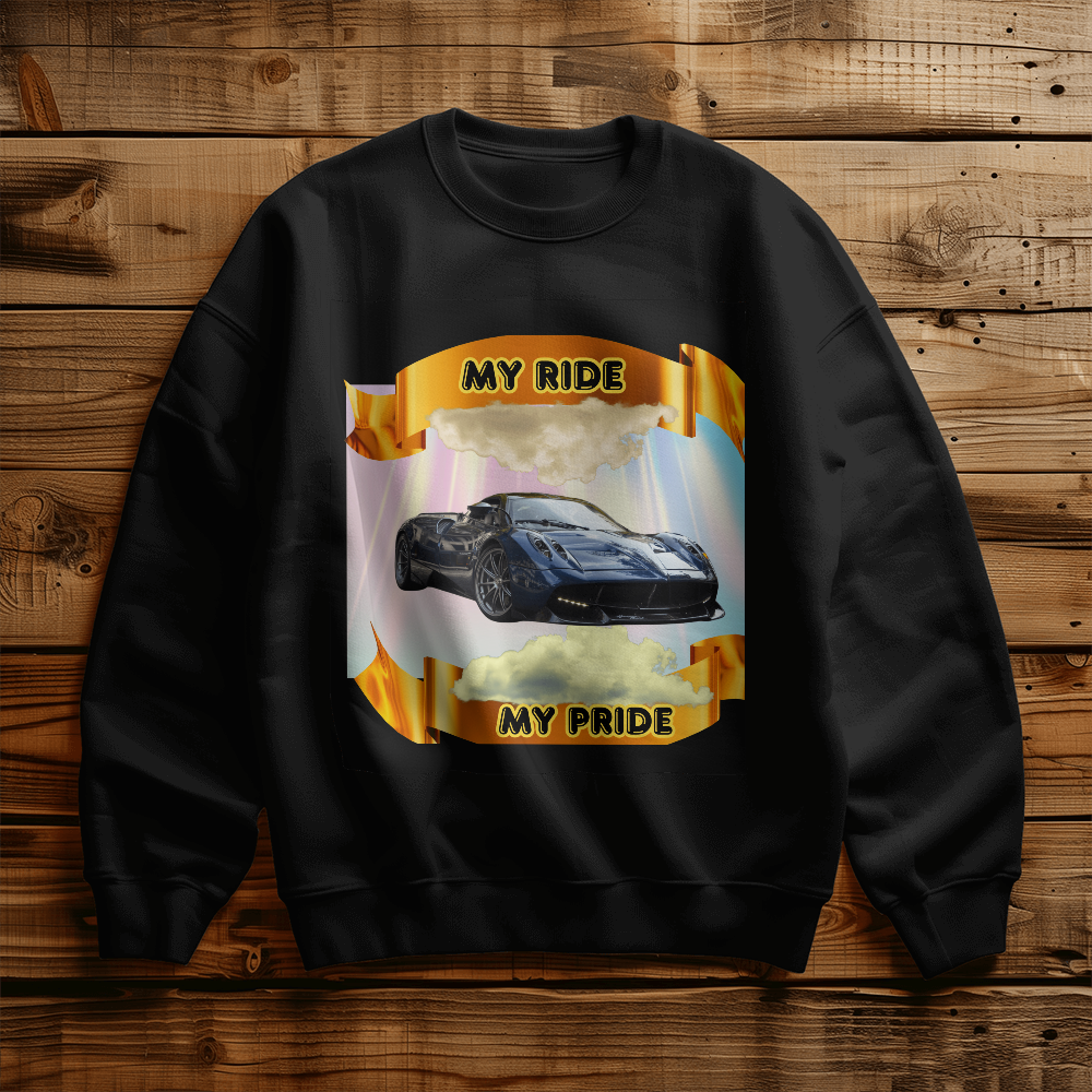 Personalized Photo "My Ride, My Pride" Car Owner  Gilden 18000 Unisex Crewneck Sweatshirt