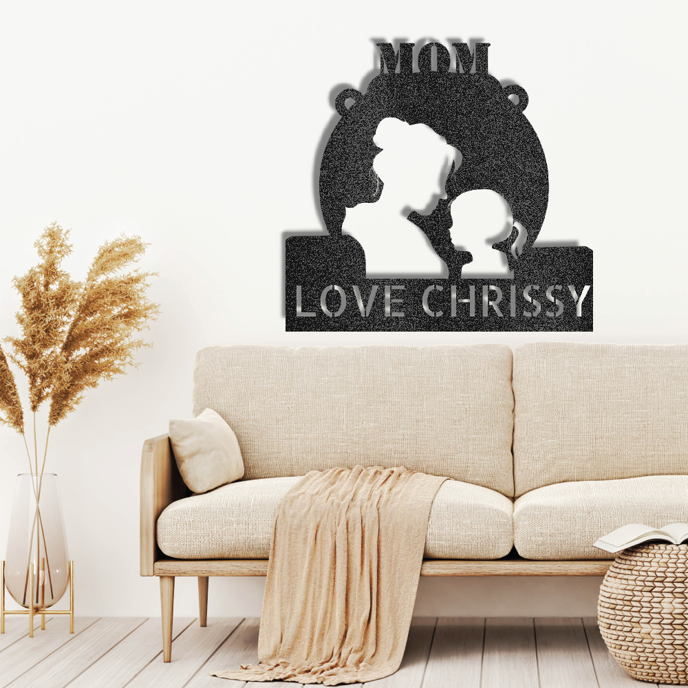 Personalized MOM" Laser-Cut Steel Wall Art – Mother's Day, Birthday, Mother Appreciation Gift